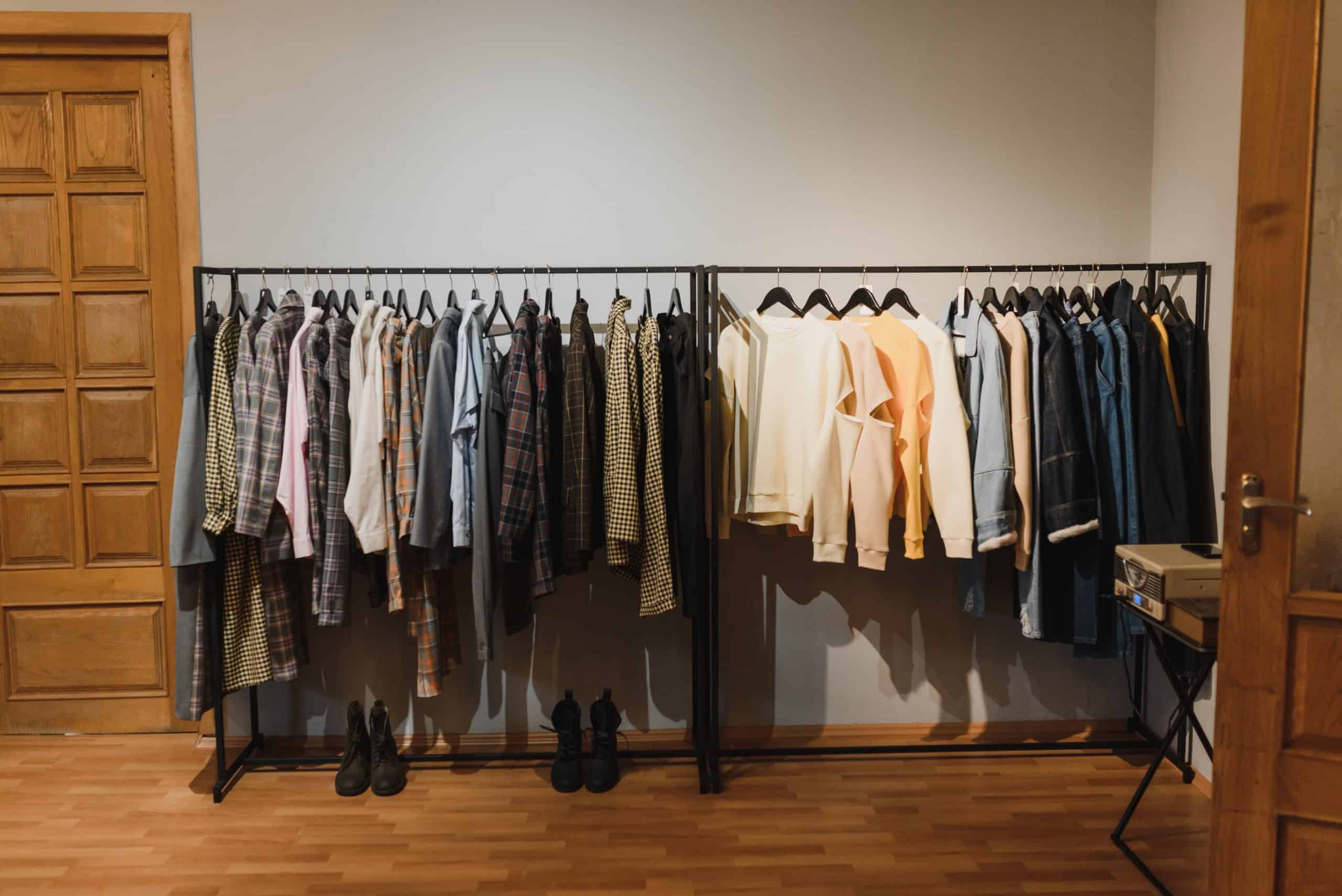 Clothes on Black Steel Rack